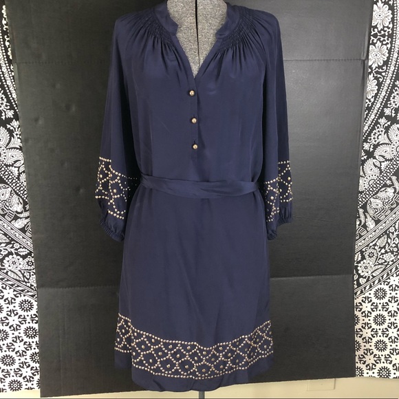 CCO⭐️ Lilly Pulitzer Navy Silk Long Sleeve Dress - Picture 2 of 8